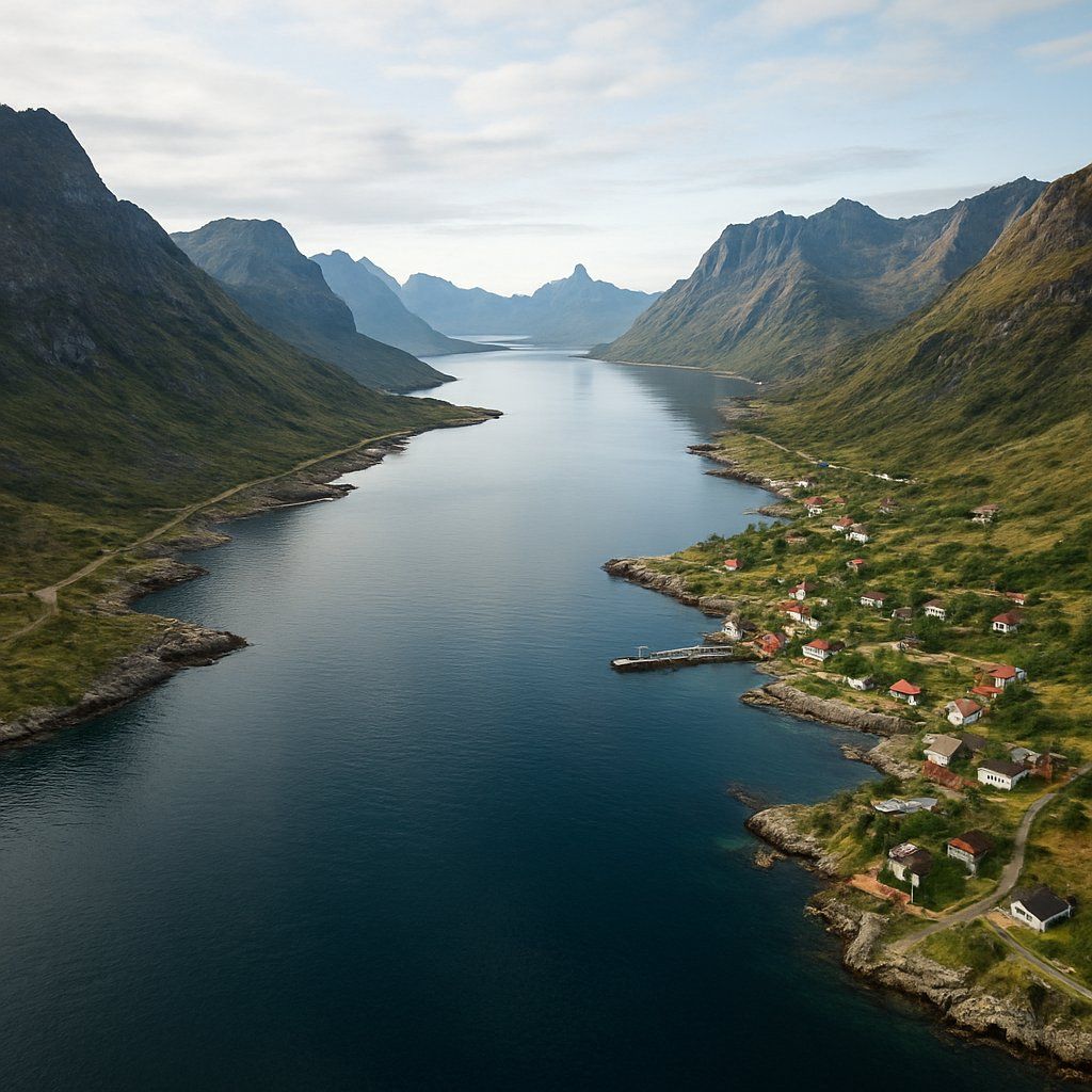 Oksfjord, Norway Cruise Port - overhead view of the Oksfjord itinerary stop located in the Europe - Northern Europe cruising region