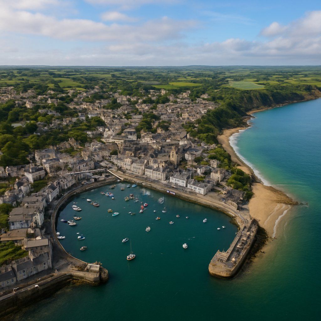 Pembroke, Wales Cruise Port - overhead view of the Pembroke itinerary stop located in the Europe - Western Europe cruising region
