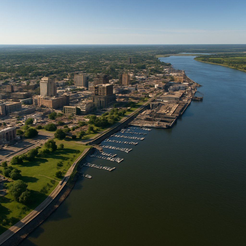 Peoria, Illinois Cruise Port - overhead view of the Peoria itinerary stop located in the River Cruises - United States cruising region