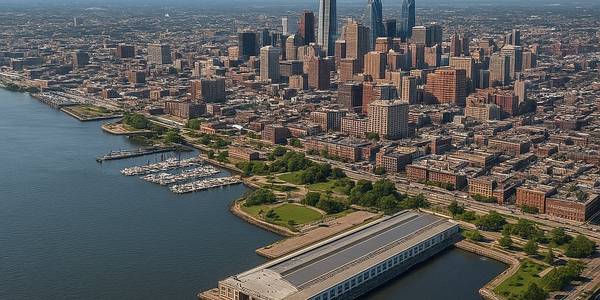 Philadelphia, Pennsylvania Cruise Port - overhead view of the Philadelphia itinerary stop located in the U.S. - East Coast cruising region