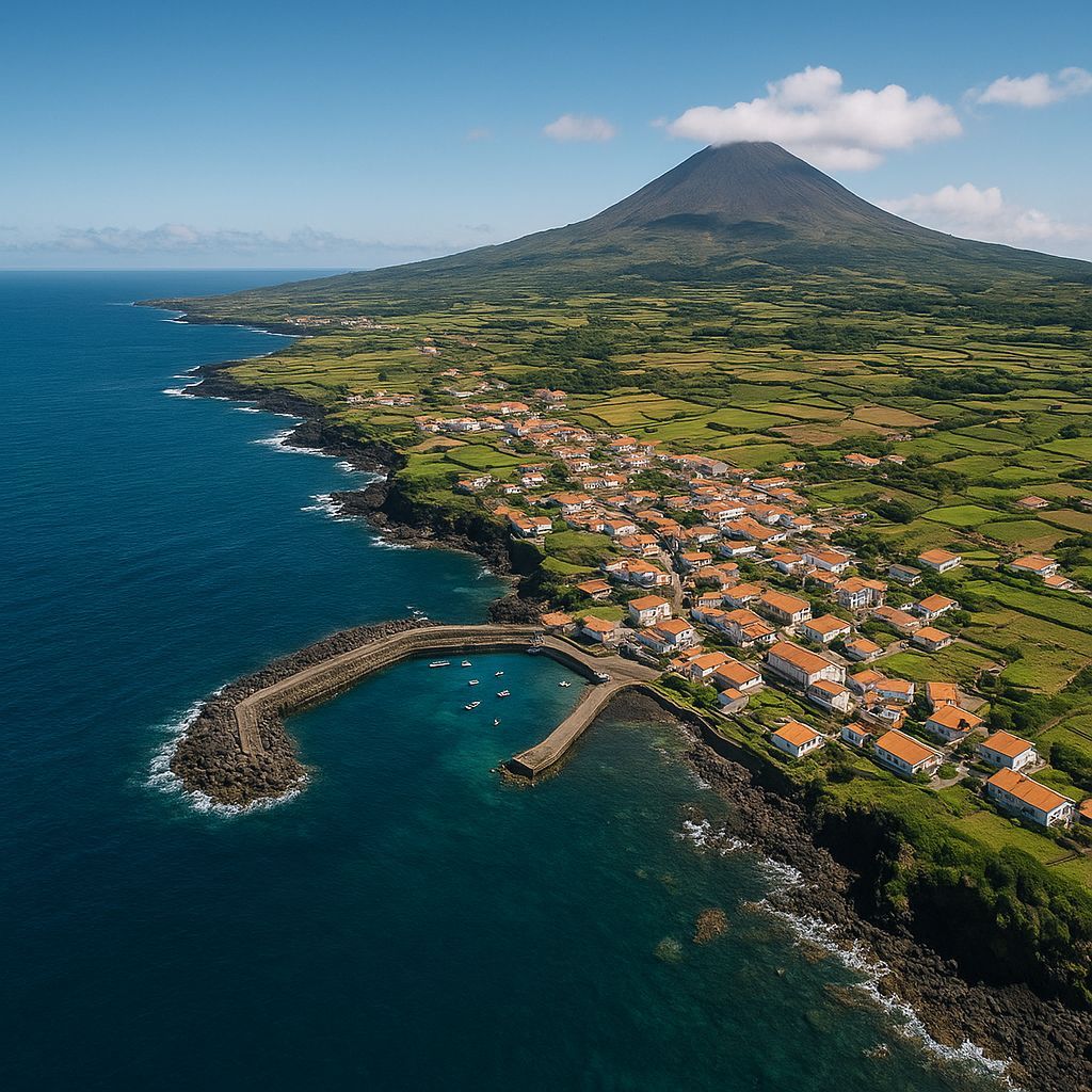 Pico Island, Azores Island, Portugual Cruise Port - overhead view of the Pico Island itinerary stop located in the Europe - Western Europe cruising region