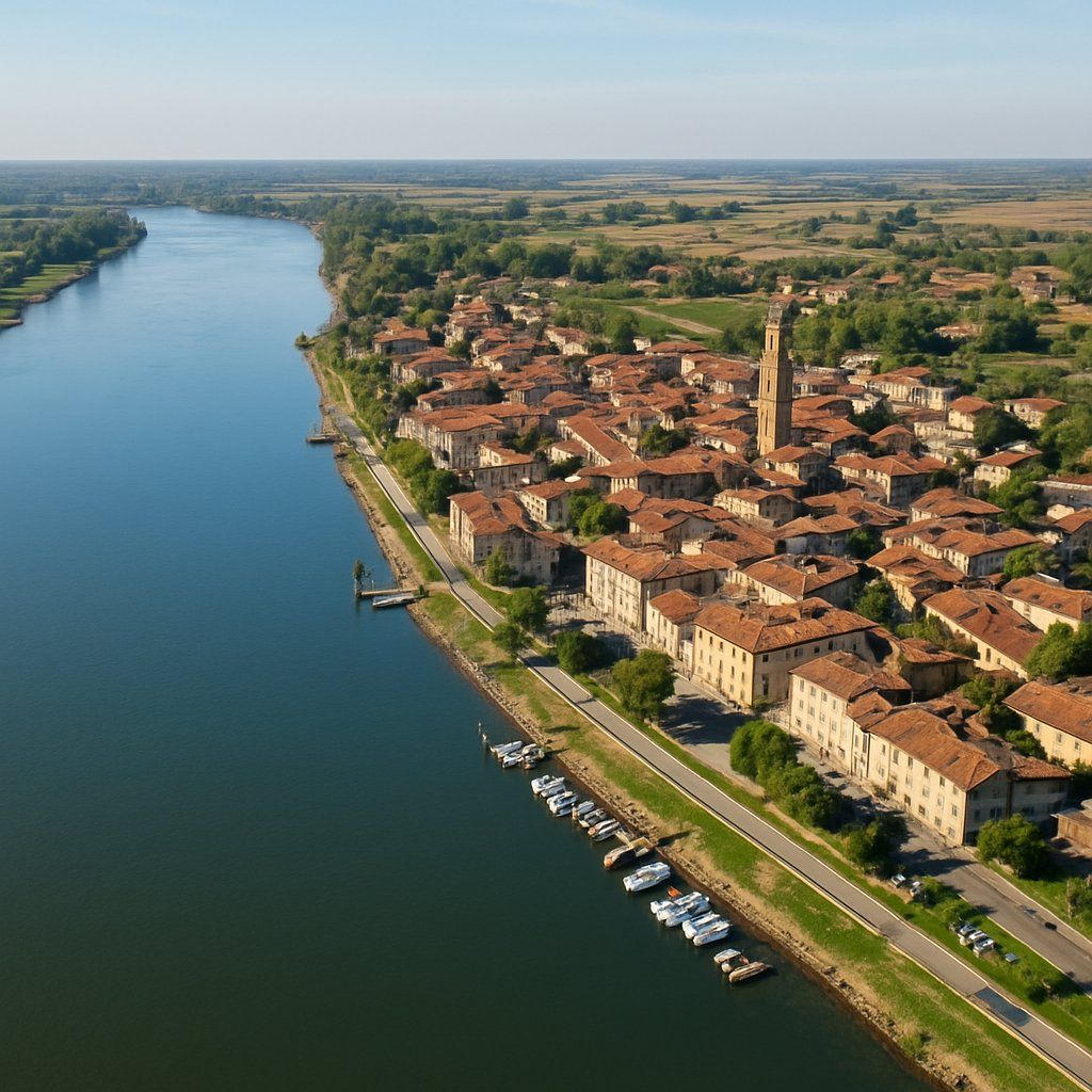 Polesella, Italy Cruise Port - overhead view of the Polesella itinerary stop located in the Europe - Mediterranean cruising region