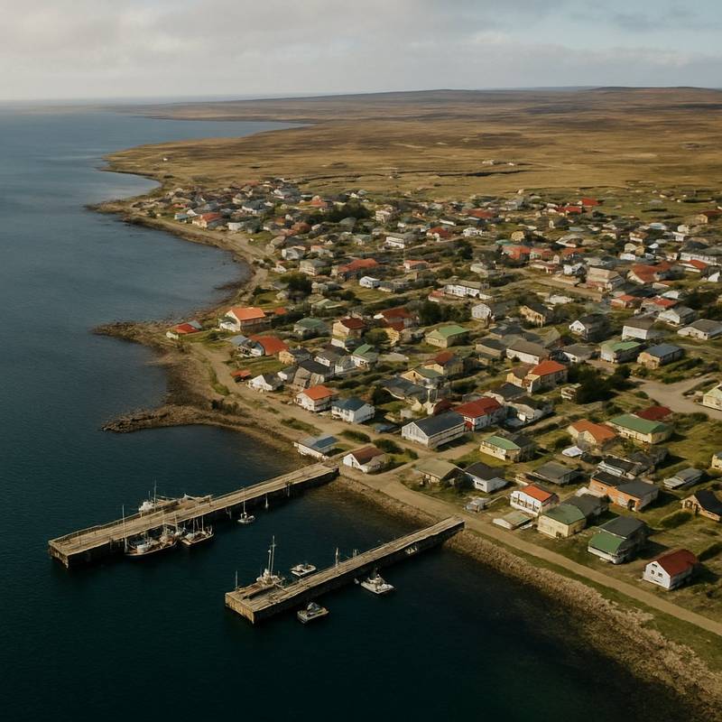 Port Stanley Cruise Port - overhead view of the Port Stanley itinerary stop located in the South America cruising region