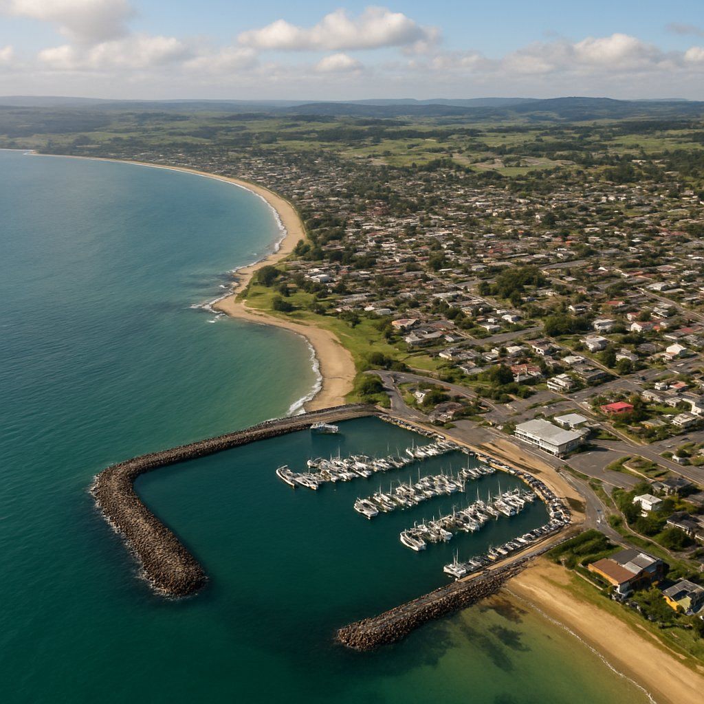 Portland, Victoria, Australia Cruise Port - overhead view of the Portland itinerary stop located in the South Pacific - Australia cruising region