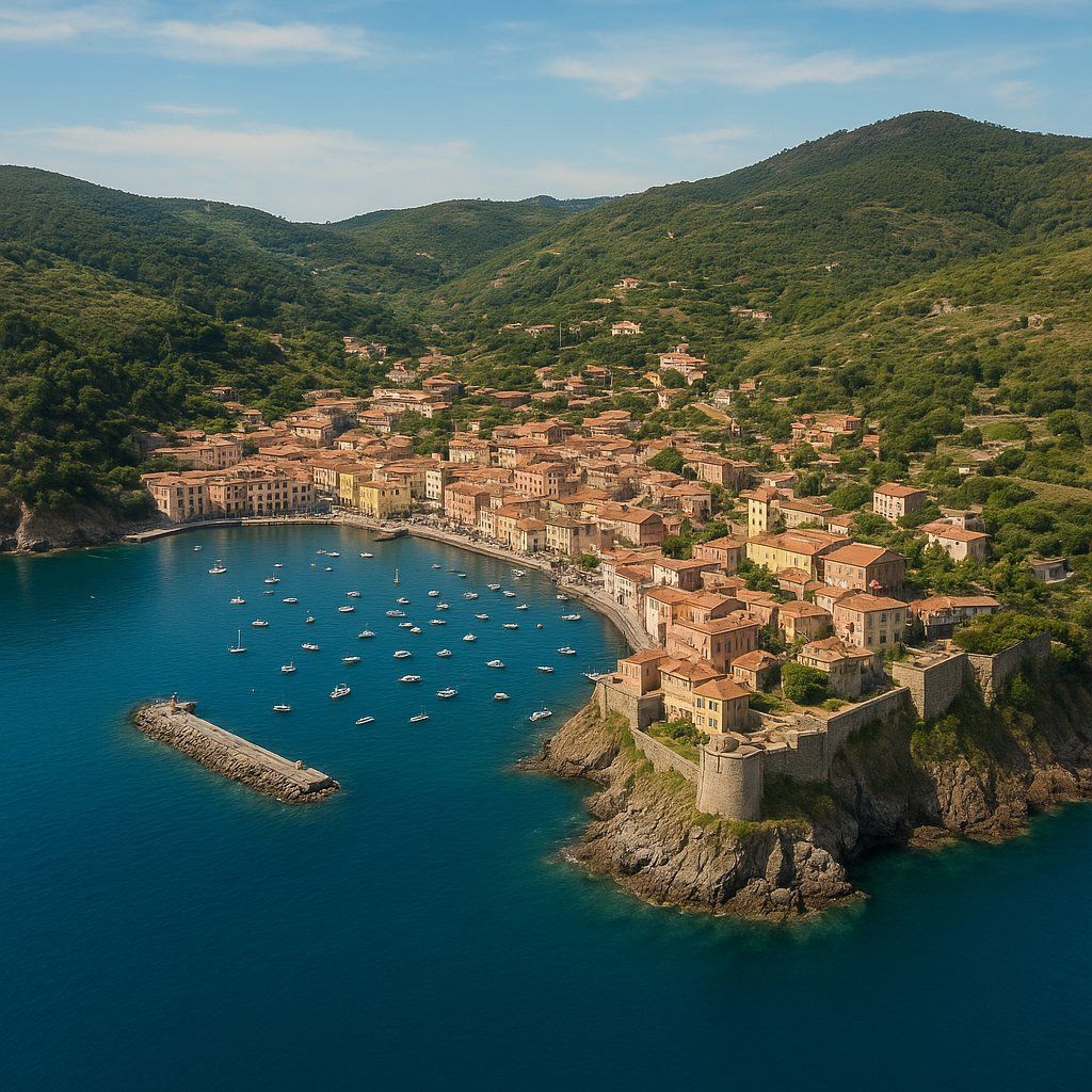 Porto Ercole, Italy Cruise Port - overhead view of the Porto Ercole itinerary stop located in the Europe - Mediterranean cruising region