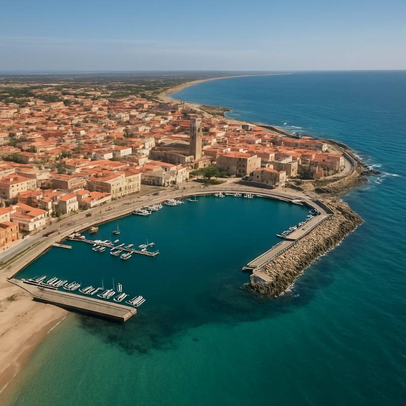 Porto Torres, Sardinia Cruise Port - overhead view of the Porto Torres itinerary stop located in the Europe - Mediterranean cruising region