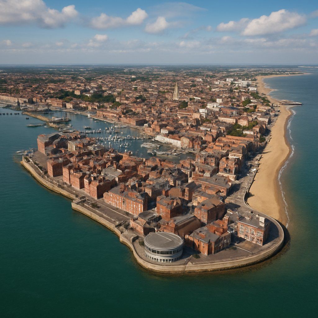 Portsmouth,uk Cruise Port - overhead view of the Portsmouth itinerary stop located in the Europe - Western Europe cruising region