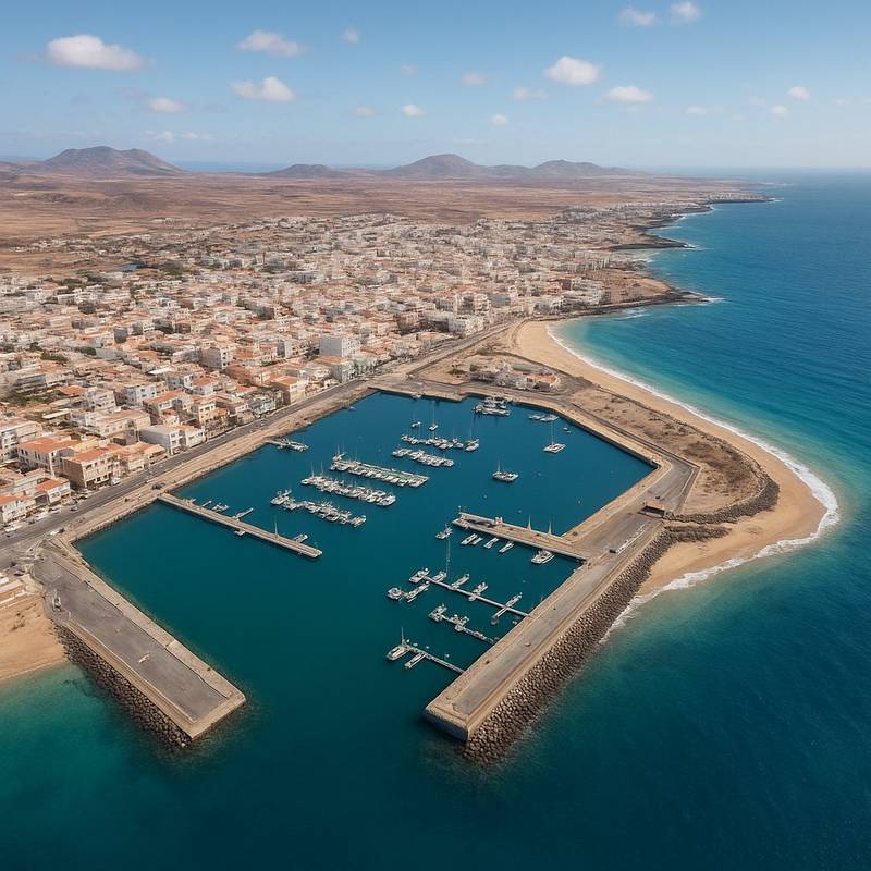 Puerto Del Rosario, Canary Islands Cruise Port - overhead view of the Puerto Del Ros itinerary stop located in the Europe - Western Europe cruising region