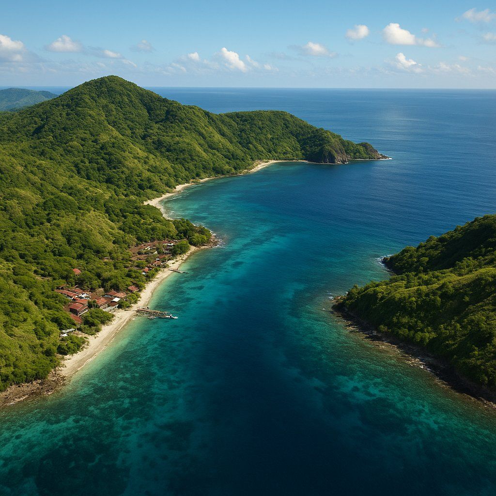 Pulau Mojo Indonesia Cruise Port - overhead view of the Pulau Mojo itinerary stop located in the South Pacific cruising region