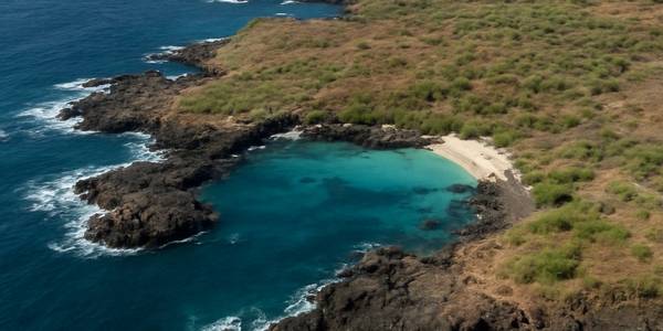 Punta Suarez, Espanola, Galapagos Cruise Port - overhead view of the Punta Suarez itinerary stop located in the Galapagos cruising region