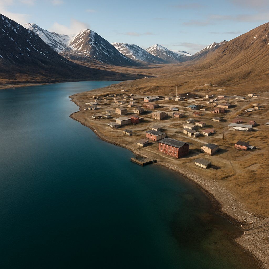 Pyramiden, Norway Cruise Port - overhead view of the Pyramiden itinerary stop located in the Europe - Northern Europe cruising region