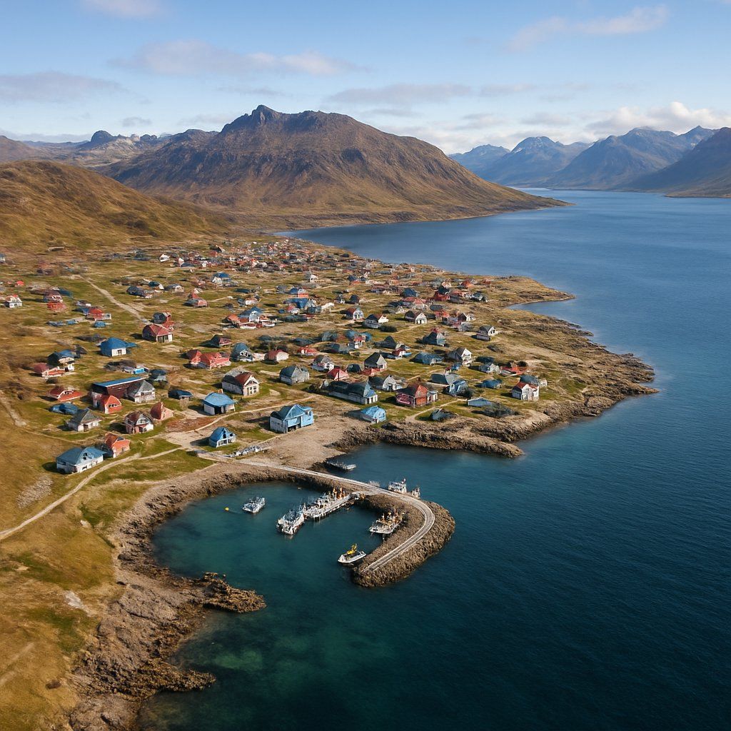 Qeqertarsuaq Cruise Port - overhead view of the Qeqertarsuaq itinerary stop located in the Polar Regions cruising region
