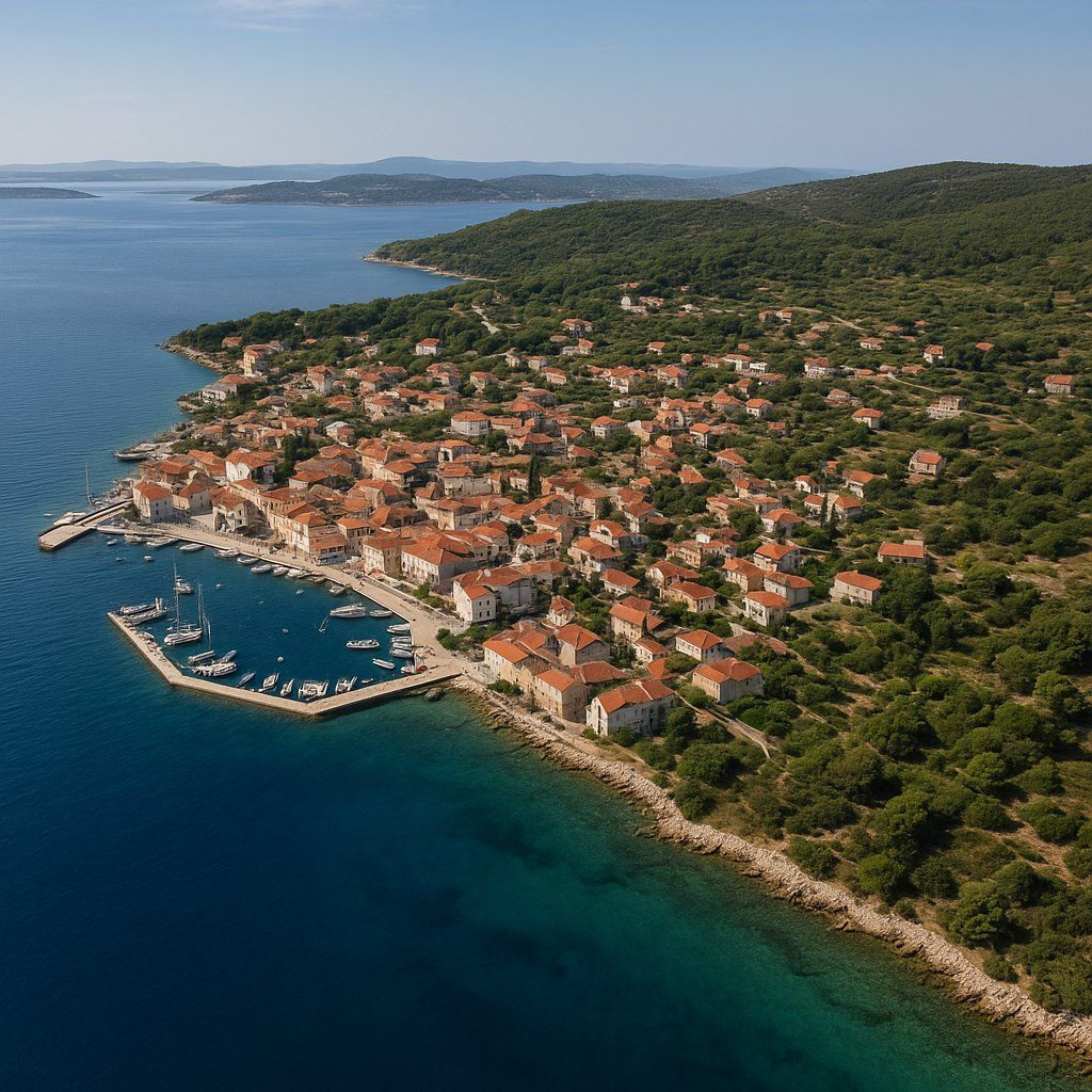 Rab Island, Croatia Cruise Port - overhead view of the Rab Island itinerary stop located in the Europe - Eastern Europe cruising region