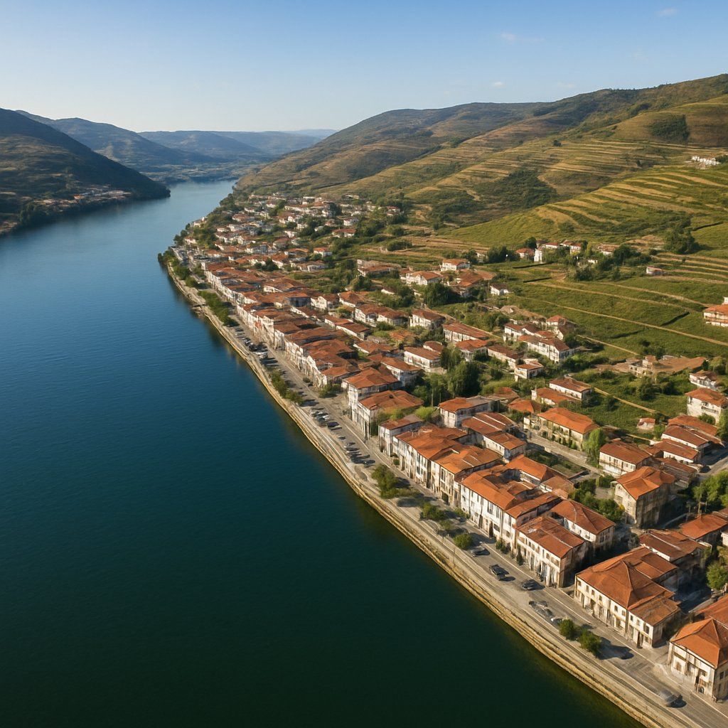 Regua, Portugal Cruise Port - overhead view of the Regua itinerary stop located in the Europe - Western Europe cruising region
