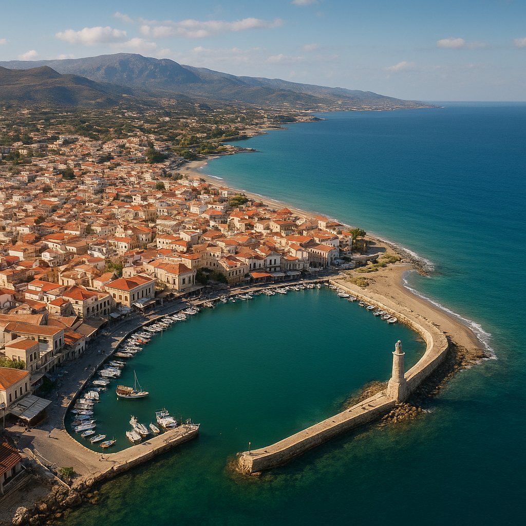 Rethymno, Crete Cruise Port - overhead view of the Rethymno itinerary stop located in the Europe - Eastern Europe cruising region