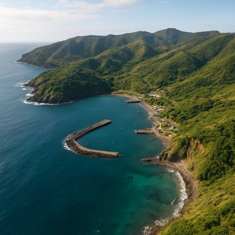 Robinson Crusoe Island, Chile Cruise Port - overhead view of the Robinson Crusoe itinerary stop located in the South America cruising region