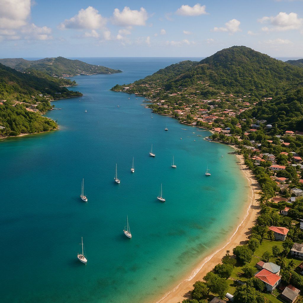 Rodney Bay, St. Lucia Cruise Port - overhead view of the Rodney Bay itinerary stop located in the Caribbean - Southern cruising region