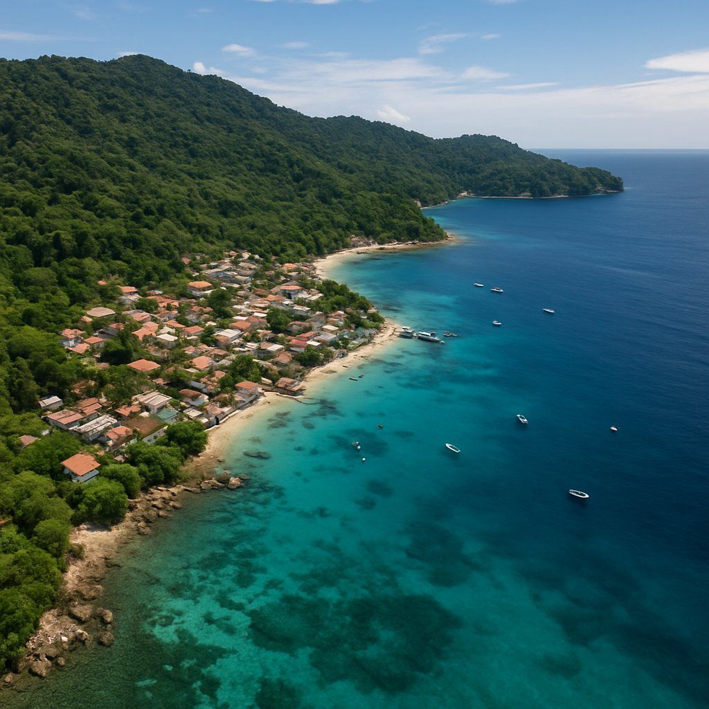 Sabang, Pulau Weh, Indonesia Cruise Port - overhead view of the Sabang itinerary stop located in the South Pacific cruising region