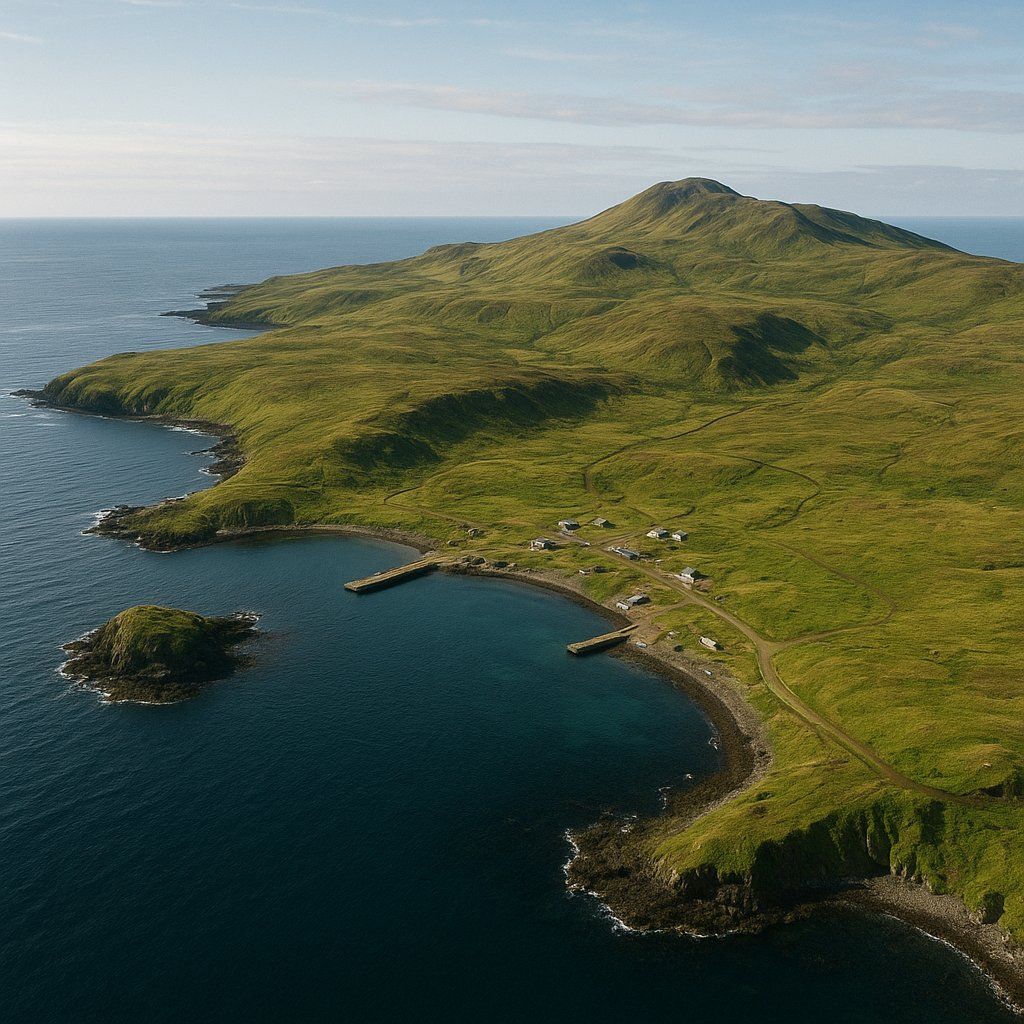 Saint Paul Island, Alaska Cruise Port - overhead view of the Saint Paul Isl itinerary stop located in the Alaska cruising region
