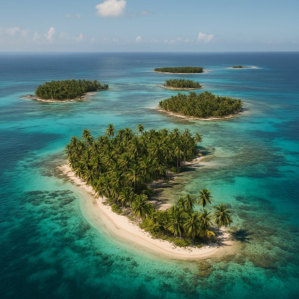 San Blas Islands, Panama Cruise Port - overhead view of the San Blas Islands itinerary stop located in the Central America, Panama Canal cruising region