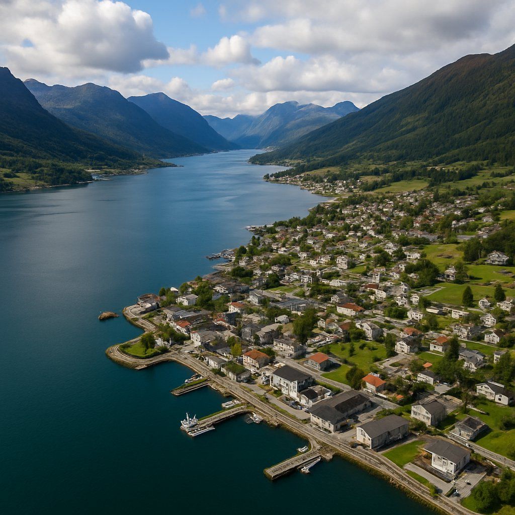 Sandane (technical Call) Cruise Port - overhead view of the Sandane itinerary stop located in the Europe - Northern Europe cruising region