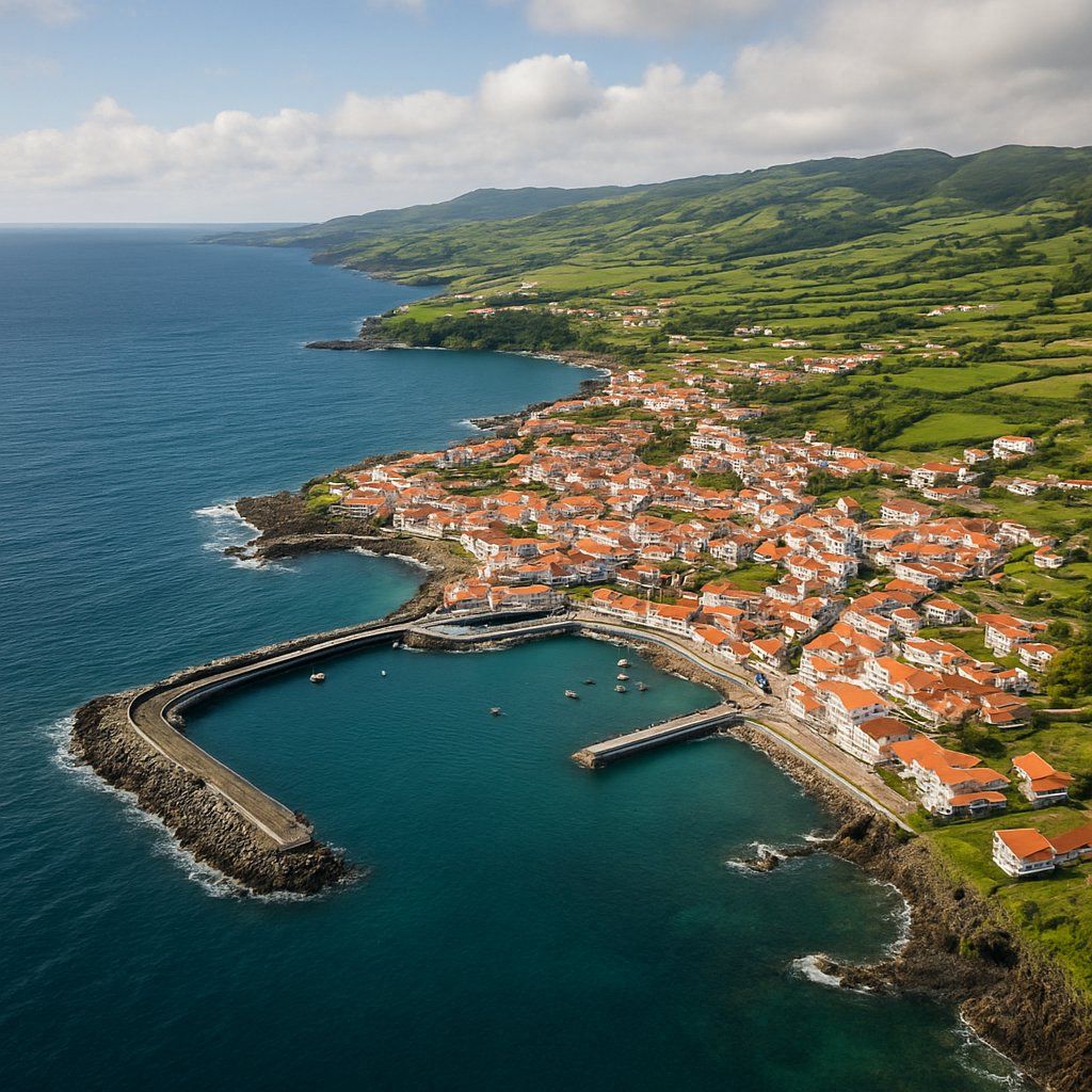Santa Maria, Azores, Portugal Cruise Port - overhead view of the Santa Maria itinerary stop located in the Europe - Western Europe cruising region