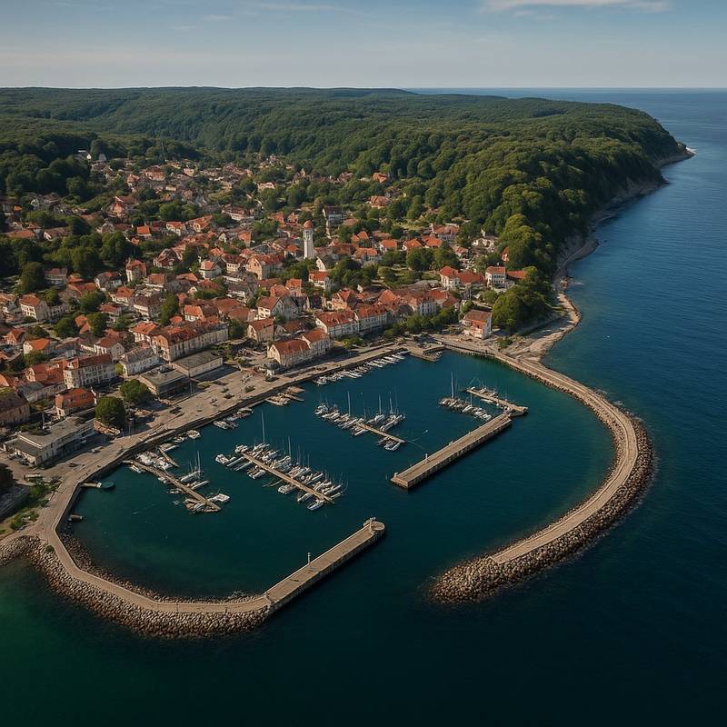 Sassnitz Ruegen Island, Germany Cruise Port - overhead view of the Sassnitz itinerary stop located in the Europe - Northern Europe cruising region