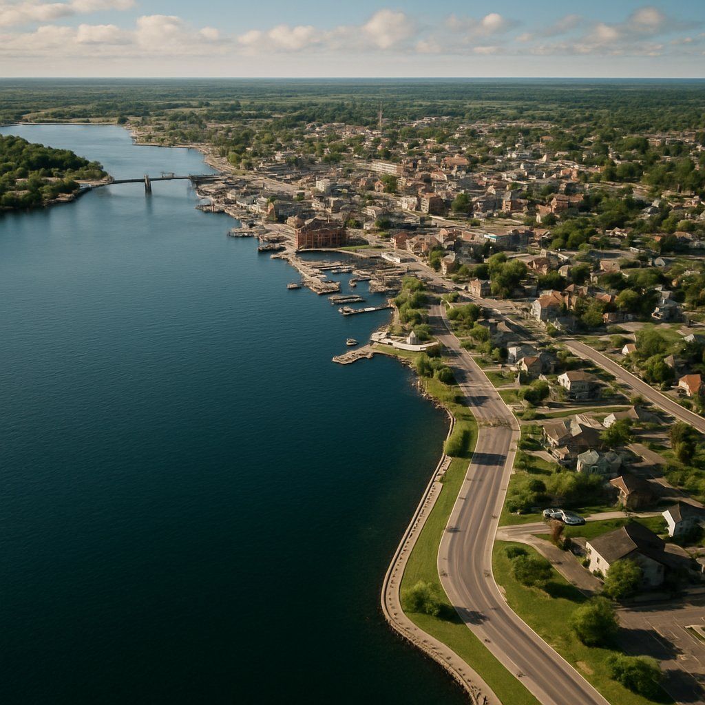 Sault Saint Marie, Ontario, Canada Cruise Port - overhead view of the Sault Saint Mari itinerary stop located in the Canada, New England, New York cruising region