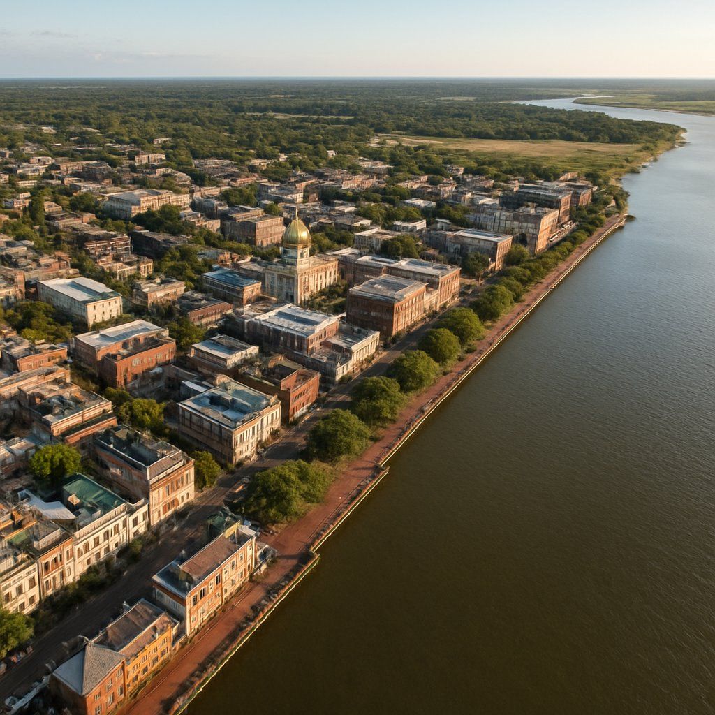 Savannah, Georgia Cruise Port - overhead view of the Savannah itinerary stop located in the U.S. - Southeast cruising region