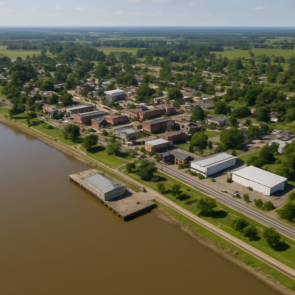 Savannah, Tennessee Cruise Port - overhead view of the Savannah itinerary stop located in the River Cruises - United States cruising region