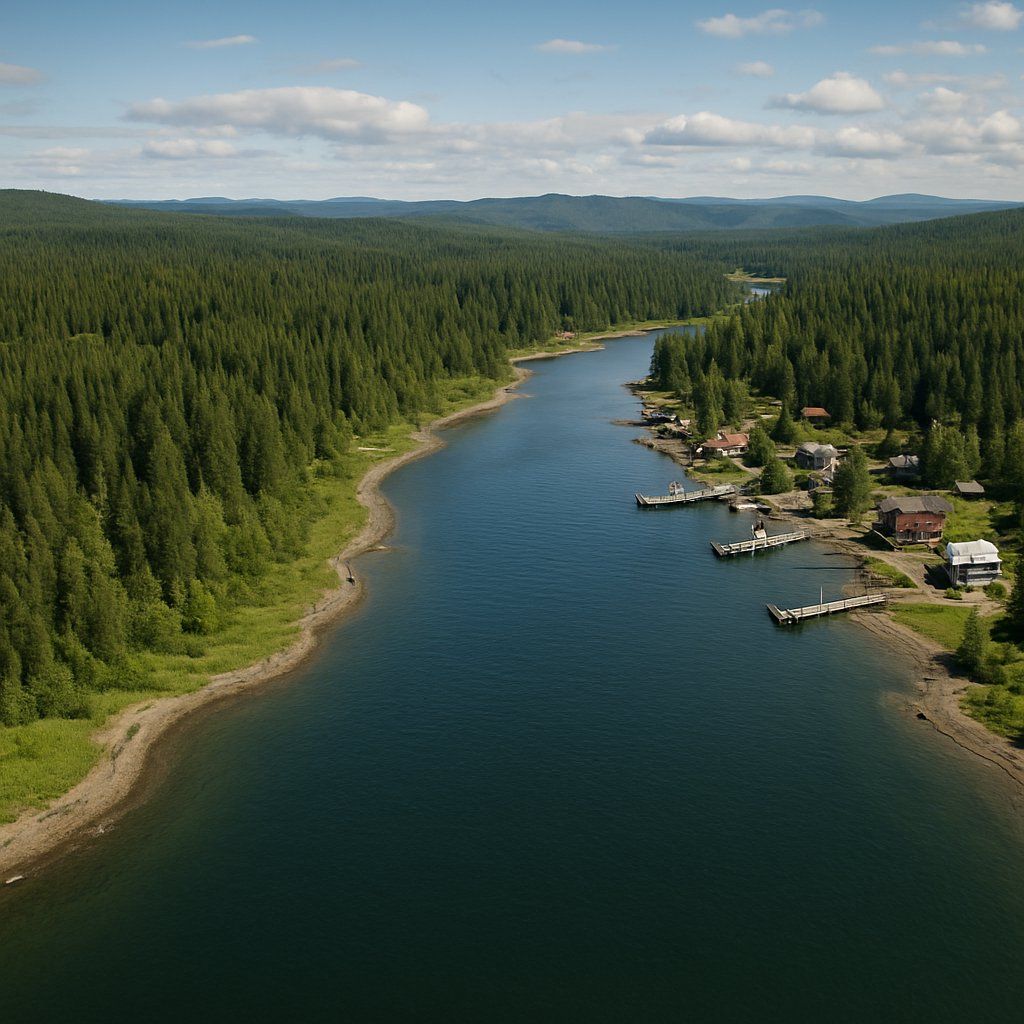 Scenic Waterways & Mandrogy Cruise Port - overhead view of the Mandrogy itinerary stop located in the Europe - Northern Europe cruising region