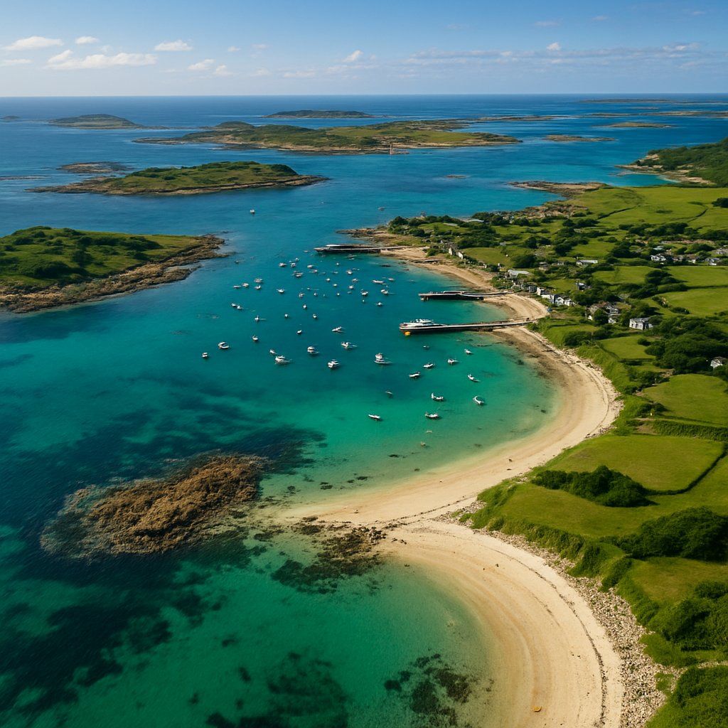 Scilly Islands, Isles Of Scilly, England Cruise Port - overhead view of the Scilly Islands itinerary stop located in the Europe - Western Europe cruising region
