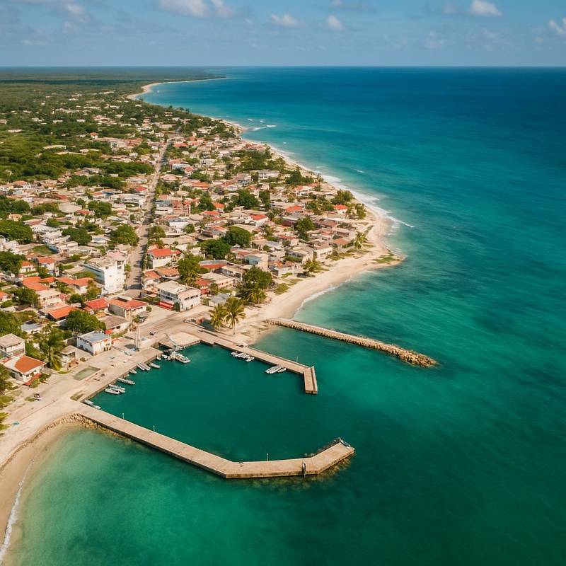 Seybaplaya, Mexico Cruise Port - overhead view of the Seybaplaya itinerary stop located in the Mexico cruising region