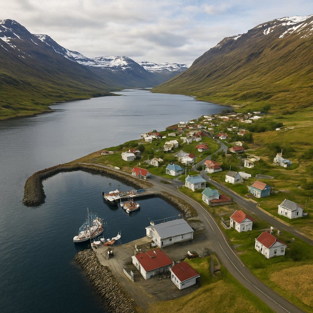 Seydhisfjordur Cruise Port - overhead view of the Seydhisfjordur itinerary stop located in the Polar Regions cruising region