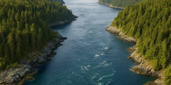 Seymour Narrows, British Columbia Cruise Port - overhead view of the Seymour Narrows itinerary stop located in the Canada, New England, New York cruising region