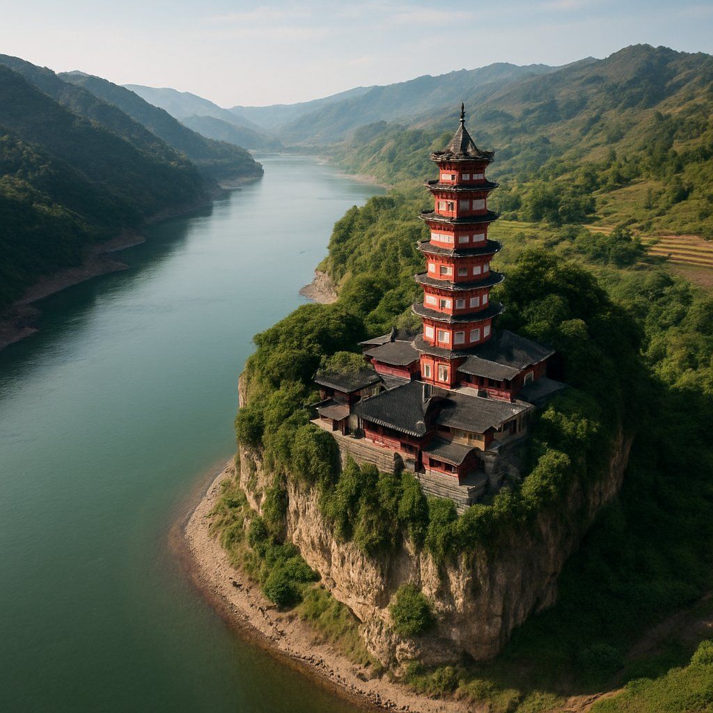 Shibaozhai, China Cruise Port - overhead view of the Shibaozhai itinerary stop located in the Other (Asia/Africa/Middle East) cruising region