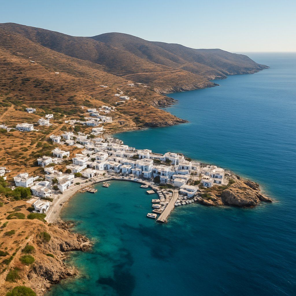 Sifnos Island, Greece Cruise Port - overhead view of the Sifnos Island itinerary stop located in the Europe - Eastern Europe cruising region