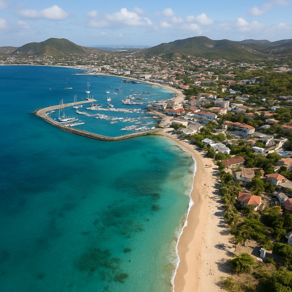 Simpson Bay Sint Maarten Cruise Port - overhead view of the Simpson Bay itinerary stop located in the Caribbean - Southern cruising region