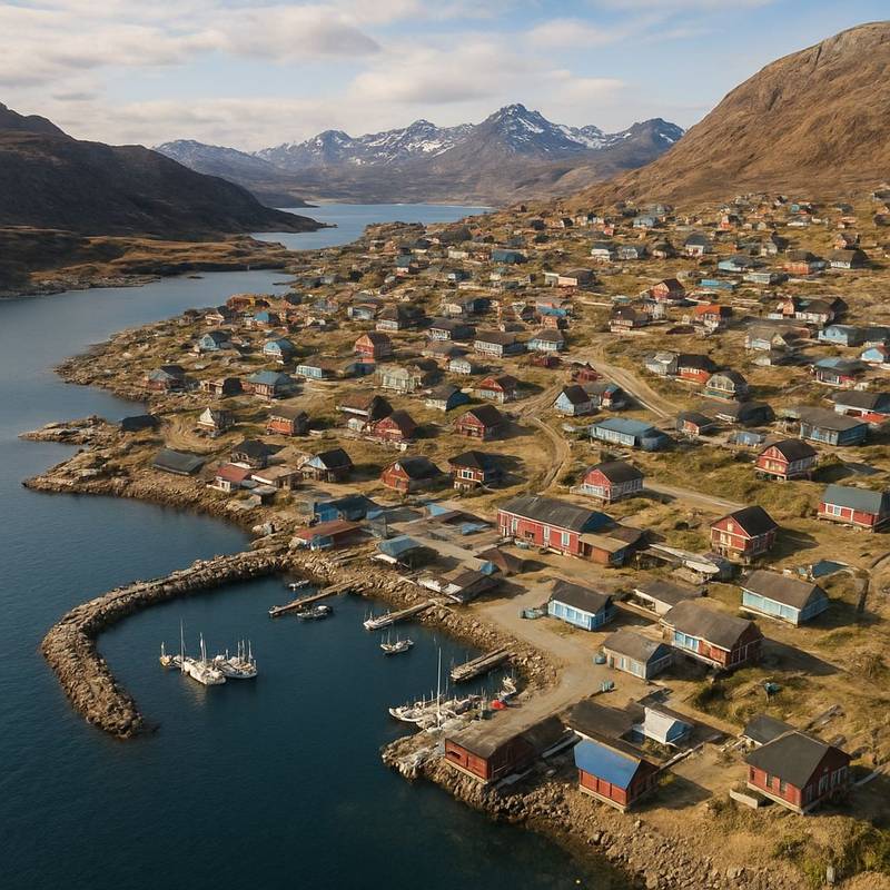 Sisimiut, Greenland Cruise Port - overhead view of the Sisimiut itinerary stop located in the Polar Regions cruising region