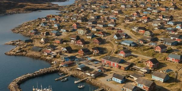 Sisimiut, Greenland Cruise Port - overhead view of the Sisimiut itinerary stop located in the Polar Regions cruising region
