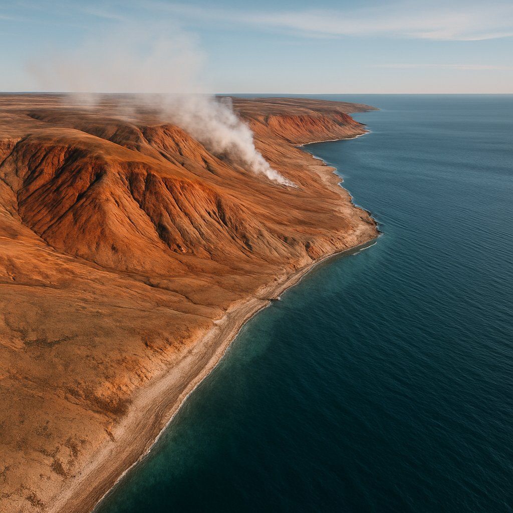 Smoking Hills, Cape Bathurst, Northwest Territories Cruise Port - overhead view of the Smoking Hills itinerary stop located in the Canada, New England, New York cruising region
