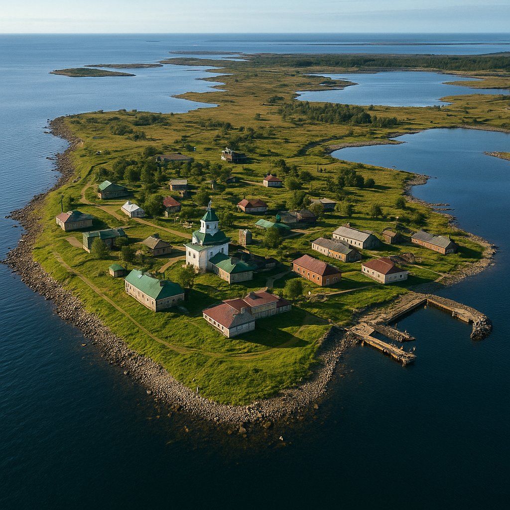 Solovetsky Island, Russian Federation Cruise Port - overhead view of the Solovetsky Isl itinerary stop located in the Europe - Northern Europe cruising region
