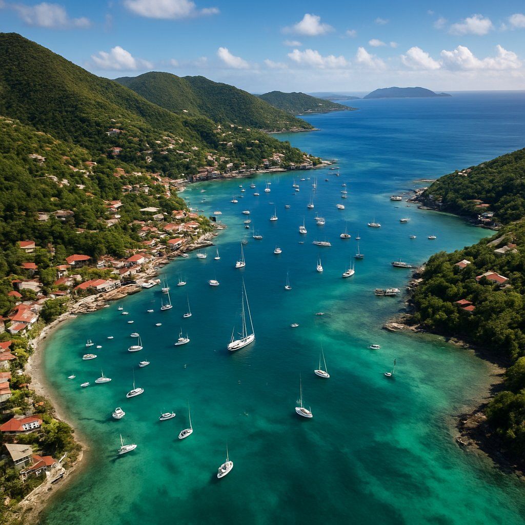 Soper's Hole, Tortola, B.v.i. Cruise Port - overhead view of the Soper's Hole itinerary stop located in the Caribbean - Eastern cruising region