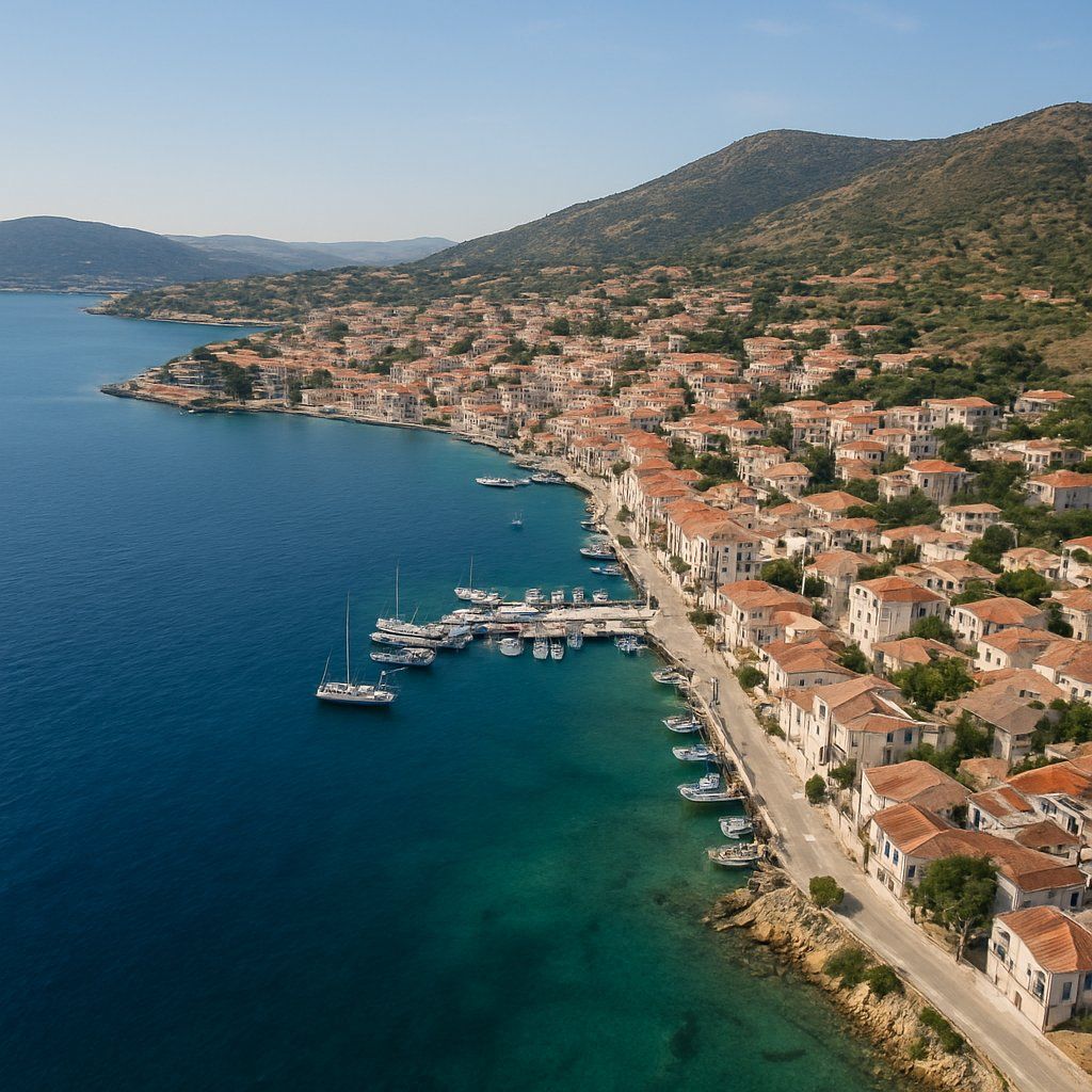 Spetsai Cruise Port - overhead view of the Spetsai itinerary stop located in the Europe - Eastern Europe cruising region