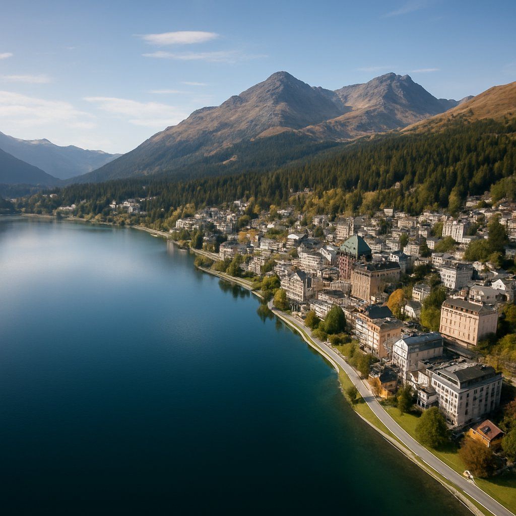 St. Moritz Cruise Port - overhead view of the St. Moritz itinerary stop located in the Europe - Western Europe cruising region