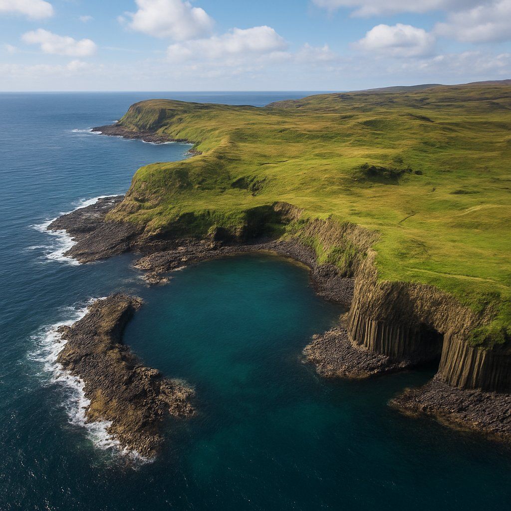 Staffa, Inner Hebrides, Scotland Cruise Port - overhead view of the Staffa itinerary stop located in the Europe - Western Europe cruising region