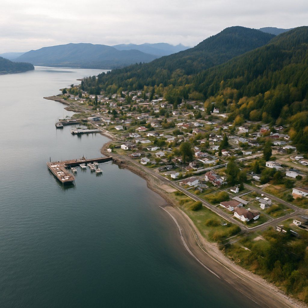 Stevenson, Washington Cruise Port - overhead view of the Stevenson itinerary stop located in the River Cruises - United States cruising region