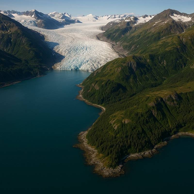 Stikine Icecap Scenic Glacier Viewing Alaska Cruise Port - overhead view of the Stikine Icecap itinerary stop located in the Alaska cruising region