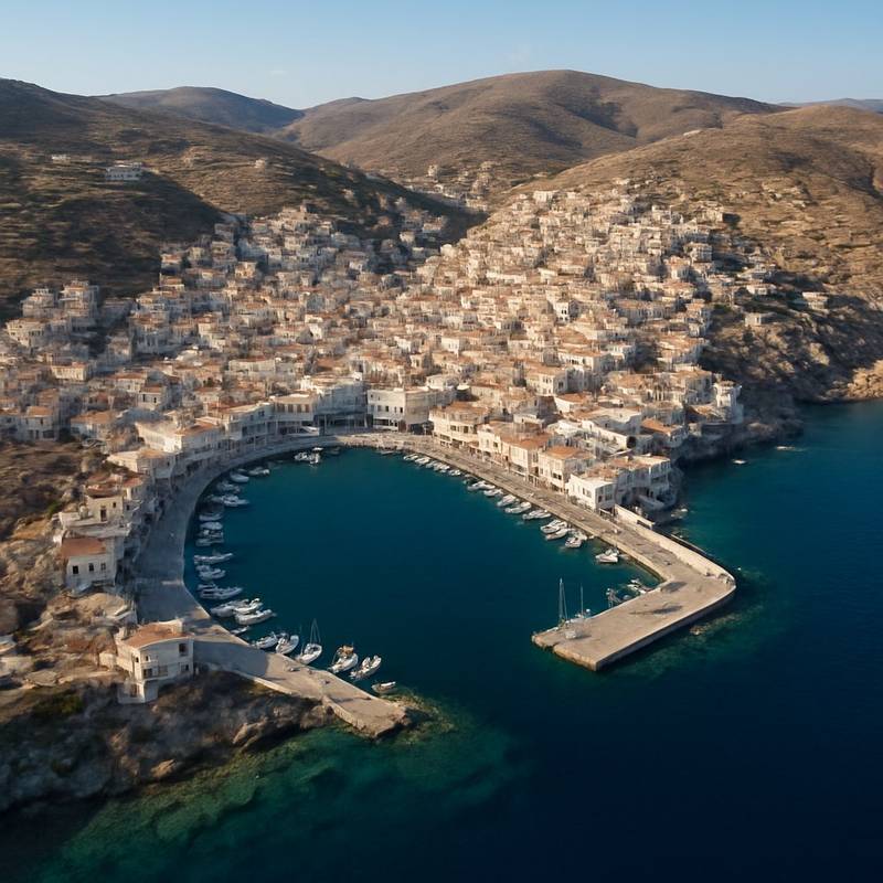 Syros, Greece Cruise Port - overhead view of the Syros itinerary stop located in the Europe - Eastern Europe cruising region