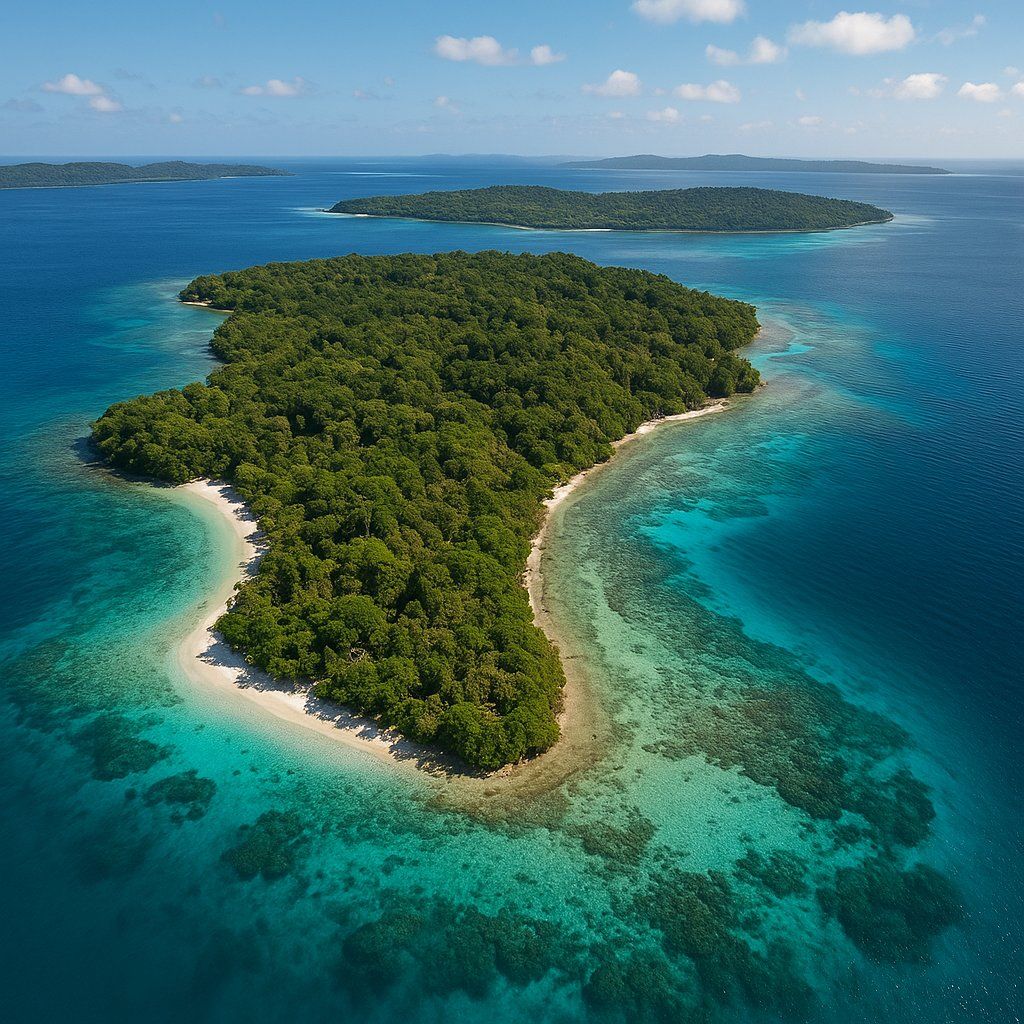 Tavanipupu Island, Solomon Islands Cruise Port - overhead view of the Tavanipupu itinerary stop located in the South Pacific cruising region